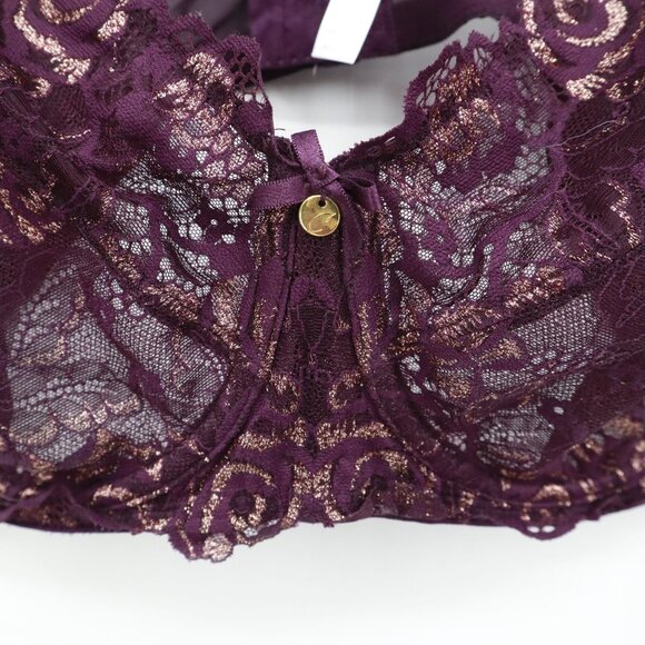 Cacique Lace Bra Womens 44DDD Purple Romantic Boudoir Lingerie Delicate Feminine - Picture 6 of 15